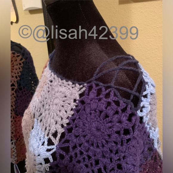 OSFM Handmade Crocheted Poncho - Picture 6 of 7